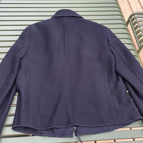 Akris Punto | Wool Full Zip Black Short Jacket Cropped Size 12 - Picture 8 of 10